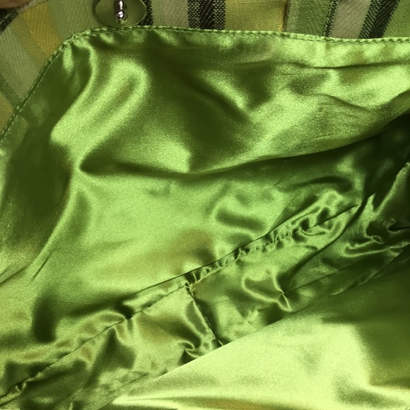 Striped Cotton Summer Handbag with Bamboo Handles. (Green Yellow Tan Brown) ☀️ - Picture 10 of 10